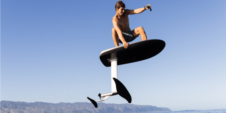 An electric surfboard will demonstrate power on the seas
